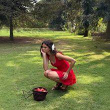 INS Internet Famous Women's Clothing Design Sense Red French Fungus Edge Sleeveless Dress thumbnail-2