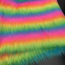 Rainbow Faux Fur Fabrics Long Pile Fabrics Fake Fur Artificial Fur Plush Fabrics