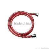 Red and Transparent PVC With Silver Coil Shower Hose