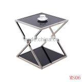 Cheap Black Glass and Chrome End Table thumbnail-1
