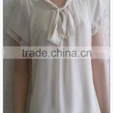 Sailor Collar Chiffon T-shirt Sweet Bow Girl White Tshirt thumbnail-6