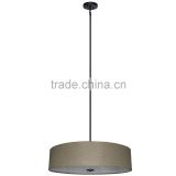 5 light chandelier(Lustre/La arana) in ebony bronze finish with a round 30" linen look woven basket fabric shade