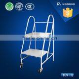 2 Tier Rolling Mobile Metal Library Book Ladder