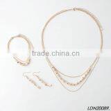 Gold Color Tiny Chain Cream Disk Necklace thumbnail-3