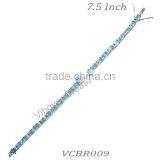 Sterling Silver Bracelet, Blue Topaz Bracelet , Rhodium Bracelet 925 Sterling Silver thumbnail-3