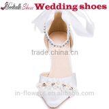 Wholesale Pointed Toe Crystal Stiletto Wedding Shoes With Ankle Strap thumbnail-4