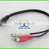 3.5mm Male to AV 2 RCA Stereo Female Audio Cable For MP3 Mobile Phone