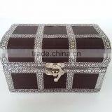 TREASURE CHEST, ARTIFICIAL LEATHER FINISH, WOODEN HANDMADE MULTI-PURPOSE BOX (6"x4"x3.5" INCH) DARK BROWN thumbnail-3