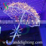 Outdoor Festive Christmas LED Decoration Motif Lights 3D Umbrella