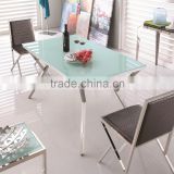 Modern tempered glass no folding dining table for living room