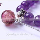 Fashion Women Charm Amethyst Bead Custom Stone Aromatherapy Diffuser Jewelry Handmade Health Bracelet thumbnail-4