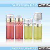 WY0310A top level San airless bottle, exquisite cosmetic airless bottle with aluminum shoulder