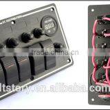 5 GANG LED Waterproof Rorcker Switches Aluminum Panel With Digital Voltmeter thumbnail-2