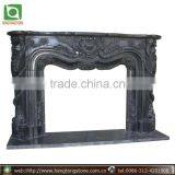 Cheap Black Marble Fireplace Mantel With Flower Carving thumbnail-1