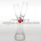 Elegant Red Heart Decor Valentine Day Clear Wine Glass,drinking Glass,champange Flute thumbnail-1