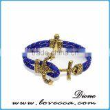 Custom Handmade Men's Genuine Leather Steel Anchor Hook Bracelet thumbnail-1