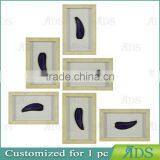 Shadow Box Frame With A Light Gray Wash And Encasing Colorful Natural Agate Under Glass thumbnail-6