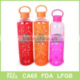 Borosilicate insulated Glass drinking bottle, with plastic lid