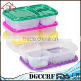 3 Compartment Containers Reusable Bento Lunch Box & Divided Food Storage With Multi Colored Lids thumbnail-4