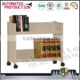 School Library Steel Book Wheels Trolley Cart With 2 Shelves thumbnail-3