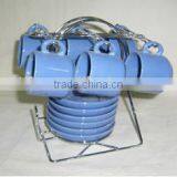 Set of 6 Blue Solid Color Ceramic Children Tea Set With Rack thumbnail-1