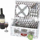 Handmade Natural Willow Wicker Picnic Basket /hamper Set thumbnail-2