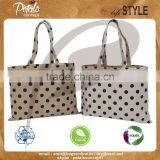 Jute Cotton Polka Dot Print Reversible Tote Bag for Shopping thumbnail-1