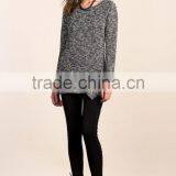 Nice Deign High Quality Girls Fancy Loose Neck Marled Sweater thumbnail-5