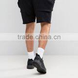 High Quality New Design Custom Raw Hem Drawstring Waist 100% Cotton Breathable Black Men's Sweat Big Side Pockets Fashion Shorts thumbnail-2