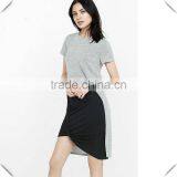 Fashion Design Womens Short Sleeve Side Split T Shirt Soft 100% Cotton Plain Solid Grey T Shirt Loose Longline T Shirt Dress thumbnail-2