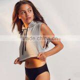 Summer Crop Women Running Hooded Sports Vest Burrs Gym Fitness Femme Crop Tank Tops Bodybuilding Fitness Sleeveless Hoodies thumbnail-1