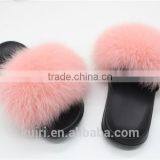 Women Fur Slippers Luxury Real Fox Fur Beach Sandal Shoes Fluffy Comfy Furry Flip Flops Fslipper-1 thumbnail-1