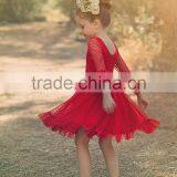 Little Girls Boutique Girls Red Lace Christmas Dress Twirl Spring Holiday Princess Dress Ruffle Sleeve Dresses thumbnail-3