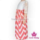 48BQA140 Long Frock Designs New Fashion Lace Sleeve Stripe Baby Girls Dress thumbnail-4