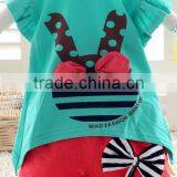 2014 Girls Summer Suit Easter Ruffle Pants Outfit, Girls Easter Bunny Outfit Set, Lovely Rabbit 2pcs Clothing Set With Bows thumbnail-4