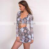 Runwaylover 021 Ladies Two Piece Suits , Deep V-Neck Crop Top And Mini Skirt thumbnail-2