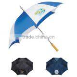 48" Universal Auto Open Umbrella - Umbrella Case Includes a Shoulder Strap, Large Wooden Handle and Comes With Your Logo thumbnail-1