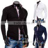 100% Cotton Solid Color Slim Fit Men Double Collar Dress Shirt for Men thumbnail-2
