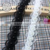 DIY Sewing/Garment/Clothes Accessories 3cm Pearl Ruffled flower Lace Trim