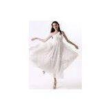 Elegant White One Shoulder Womens Long Maxi Dresses Chiffon Summer Skirt