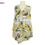 Stylish Woman Summer Leaves Chiffon Printed Beach Sleeveless Tunics