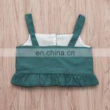 2019 New Summer Girls Green Buttons Tops & Floral Full Print Dress Skirt 2pc Set thumbnail-3