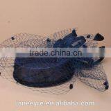 New Coming Fashion Chuch/Races Sinamay Base Top Fascinator Hat With Veil thumbnail-3