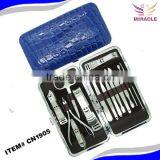 14pcs Blue Glossy PU Manicure Set Beauty Care Product