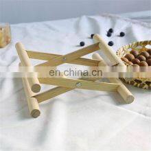 Hand Woven Storage Basket Round Bamboo Basket With Wooden Leg Double Layer Platter Tray thumbnail-4