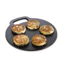 Factory Price Round Non-stick Camping Bbq Grill Roasting Pan Pre Seasoned Cast Iron Pizza Pan Griddle Plate With a Loop Handle thumbnail-4