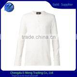 Long Sleeves Fastener Collar Plain White Cotton t Shirt thumbnail-1