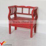 Red French Style Armrest Scroll Wood Chair