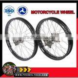 Motorcycle Wheels:CRF 125/250/450 Motorcycle Complete Wheel Sets:Black Hubs With Black Rims 1.60-21" and 1.85-19"