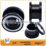 TP01533 Surgical Steel Black Anodized Skull Ear Flesh Tunnel thumbnail-1